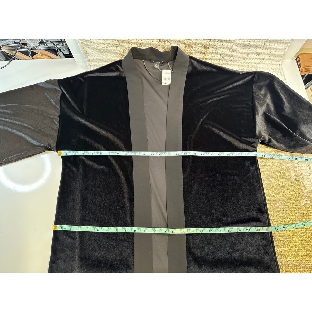 ANN TAYLOR Black Velvet Open Front Kimono Cardigan NWT | M/L - Picture 10 of 12